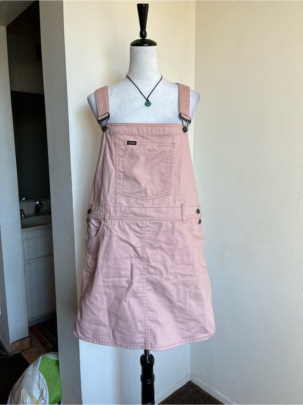 Women’s Wrangler Pink Denim Overall Dress size L